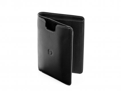 Kožená peněženka s pouzdrem na iPhone SE/5S/5 pocketbook, Černá