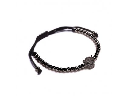 Macrame náramek s leopardem, Gun metal