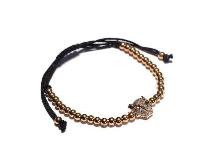 Macrame náramek s leopardem, Zlato