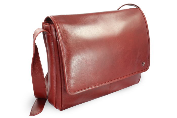 Arwel Červená kožená taška na notebook
