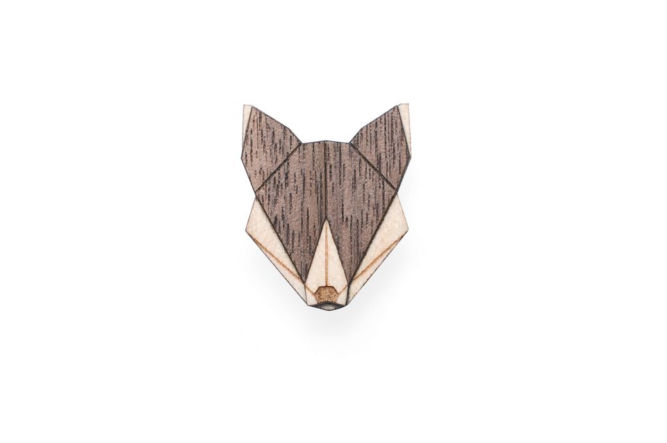 BeWooden Wolf Brooch