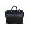 Kožená business taška na notebook, Černo/Modrá