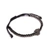 Macrame náramek s leopardem, Gun metal