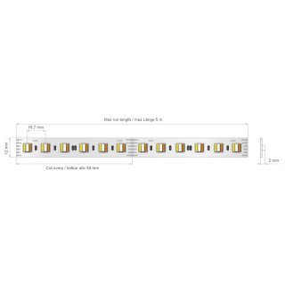 RGBWW LED Streifen KLUŚ K-1200-RGB+27/65-24V 12W/m 60LED/m CRI80+