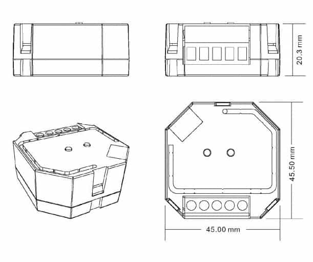 Sunricher ZigBee triakový stmívač 400W (SR-ZG9101SAC-HP) - rys