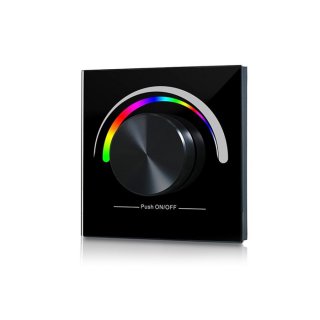 Schwarzer Funk Wand-Dimmer für RGB LED-Streifen Sunricher KNOB 230V