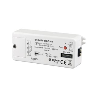 Prevodník PUSH-DIM a ZigBee na DALI alebo 0/1-10V Lux Miners SR-2421-ZG-PUSH | AC 230V