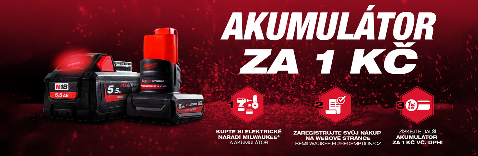 Milwaukee akuulátor za 1 kč