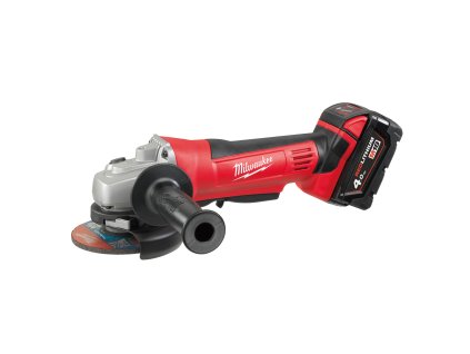 Milwaukee HD18 AG-115-402C, Aku 115 mm úhlová bruska aku systému M18™ s kolébkovým spínačem v setu se 2 akumulátory M18 B4, nabíječkou M12-18C v přepravním kufru