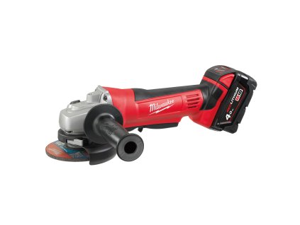 Milwaukee HD18 AG-125-402C, Aku 125 mm úhlová bruska aku systému M18™ s kolébkovým spínačem v setu se 2 akumulátory M18 B4, nabíječkou M12-18C v přepravním boxu
