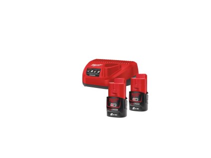 Milwaukee M12 NRG-202, sada 2 akumulátorů M12 B2 a nabíječky C12 C akumulátorové řady M12