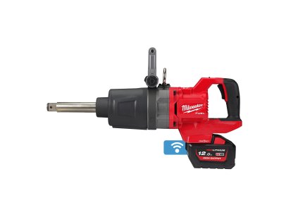 Milwaukee M18 ONEFHIWF1D-121C, Aku 1″ rázový utahovák D-rukojeť, pojistný kroužek a prodloužené vřeteno akumulátorové řady M18 FUEL™ ONE-KEY™ v setu s akumulátorem M18 HB12 a rychlonabíječkou M12-18 FC