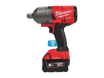 Milwaukee M18 ONEFHIWF34-502X, Aku  ¾″ rázový utahovák s pojistným kroužkem akukmulátorové řady M18 FUEL™ ONE-KEY™ v setu se 2 akumulátory M18 B5 a rychlonabíječkou M12-18 FC v HD boxu