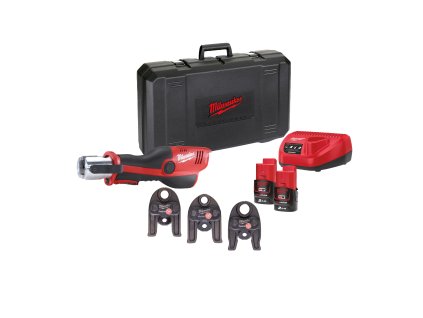 Milwaukee M12 HPT-202C TH-SET, Hydraulické akumulátorové krimpovací kleště s 16/20/26 mm čelistmi TH profilu akumulátorové řady M12™ Force Logic™ v setu se 2 akumulátory M12 B2 a nabíječkou C12 C