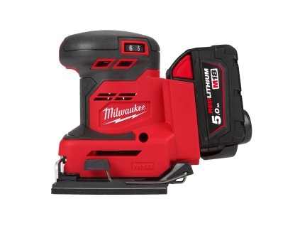Milwaukee M18 BQSS-502B, Aku  vibrační bruska na čtvrtinu listu brusného papíru akumulátorové řady M18™ v setu se 2 akumulátory M18 B5 a inteligentní nabíječkou M12-18 C