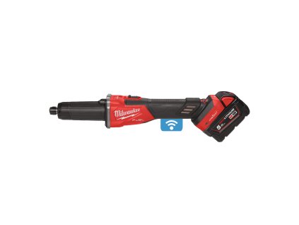 Milwaukee M18 FDGROVB-502X Set aku přímé brusky s proměnnými otáčkami a posuvným spínačem akumulátorové řady M18 FUEL™ ONE-KEY™ se 2 akumulátory M18 B5 a rychlonabíječkou M12-18 FC v HD boxu