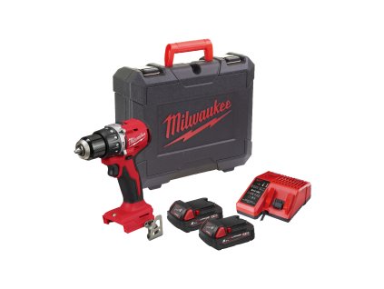 Milwaukee M18 BLPDRC-202C Sada aku kompaktní bezuhlíkové příklepové vrtačky akumulátorové řady M18™ se 2 akumulátory M18 B2 a inteligentní nabíječkou M12-18 C v transportním kufru