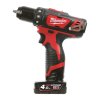 Milwaukee M12 BDD-402C, Aku kompaktní vrtačka/šroubovák akumulátorové řady M12™ v setu se 2 akumulátory M12 B4 a nabíječkou C12 C