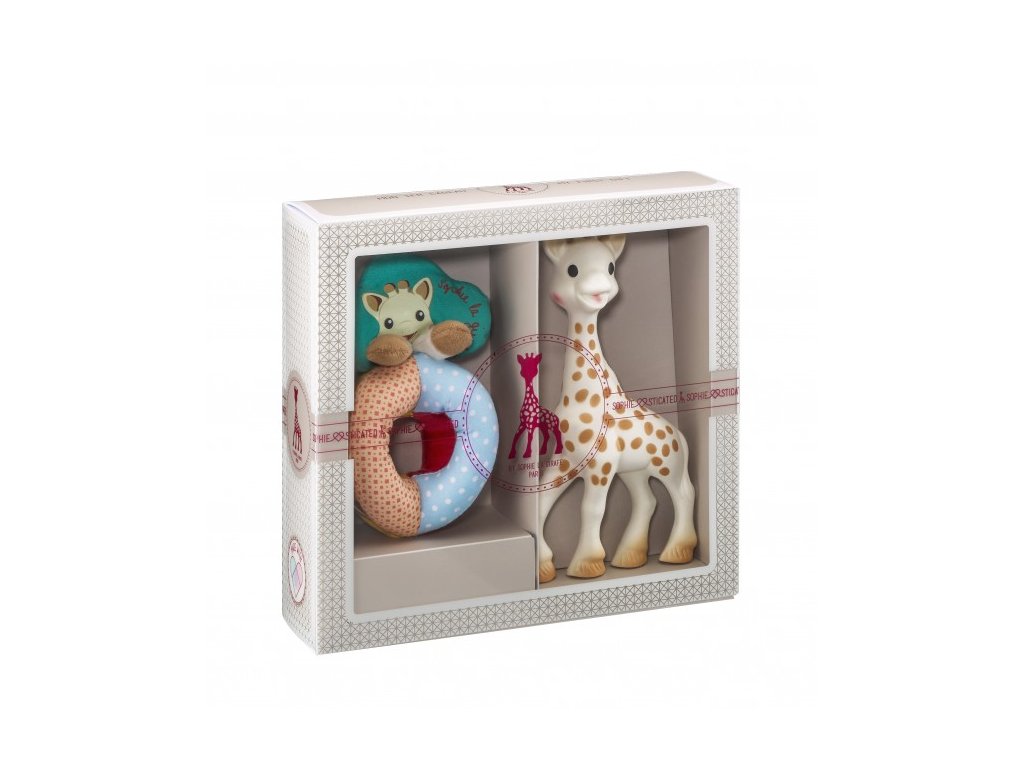 Vulli môj prvý darčekový set (žirafa Sophie & mäkká hrkálka s korálikmi Sense&soft) Sophiesticated