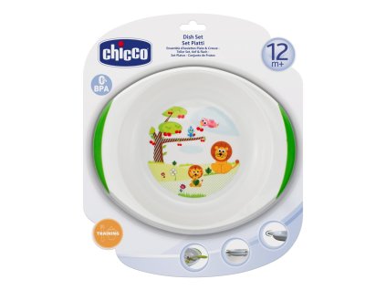 Chicco Jedálenský set tanier a miska, 12m+