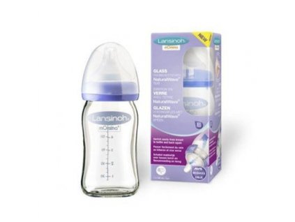Lansinoh sklenená dojčenská fľaša 160ml s NaturalWave TM cumlíkom (S)