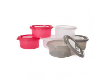 Bo Jungle misky s viečkami Bowls Pink/White/Grey 300ml (6ks)