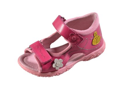 D.D.STEP kožené sandálky Dark pink s včielkou