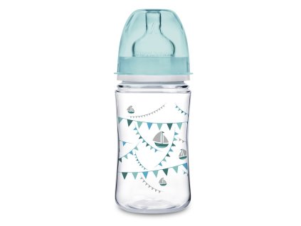 Canpol babies dojčenská antikoliková fľaša široká EasyStart 240 ml 3m+ Let´s Celebrate modrá