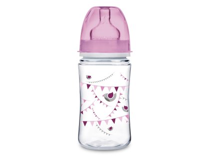 Canpol babies dojčenská antikoliková fľaša široká EasyStart 240 ml 3m+ Let´s Celebrate ružová