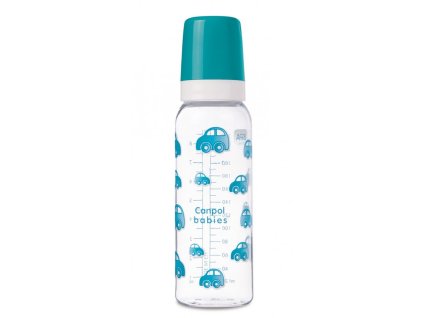 Dojčenská fľaša plast dekor 250ml 12m+ Tyrkysová
