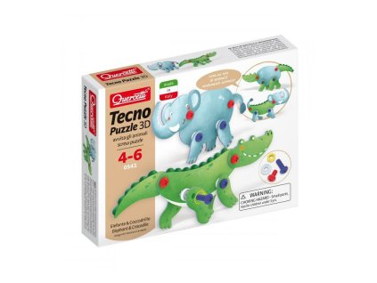 Quercetti Tecno puzzle 3D slon a krokodíl