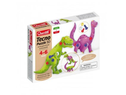 Quercetti Tecno puzzle 3D brontosaurus a T Rex