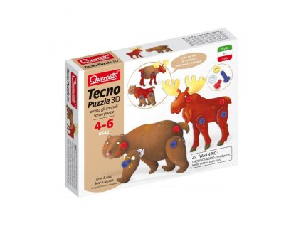 Quercetti Tecno puzzle 3D medveď a los