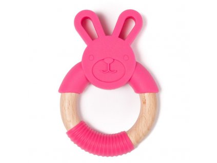 Bo Jungle hryzátko B-TEETHER ANIMAL WOOD Pink Rabbit