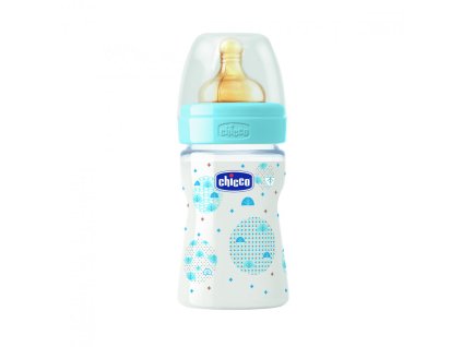 Chicco Fľaša bez BPA Well-Being kaučukový cumlík normálny 150ml, modrá 20610.20