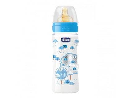 Chicco Fľaša bez BPA Well-Being kaučukový cumlík rýchly 330ml, modrá AGS_20634.20