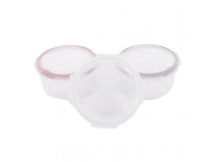 Sklenené misky s viečkami B-Glass Bowls 280ml White/Grey/Pink