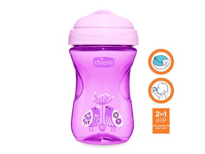 Chicco Hrnček Chicco Jednoduchý s tvrdým náustkom 266 ml, fialový 12m+ AGS_06961.100V
