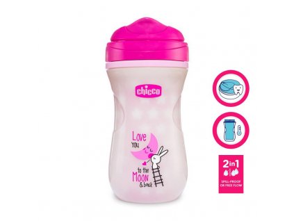 Chicco Hrnček Chicco Shiny termo floureskujúci s tvrdým náustkom 200 ml, ružový 12m+ AGS_06971.100