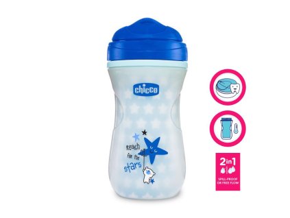 Chicco Hrnček Chicco Shiny termo floureskujúci s tvrdým náustkom 200 ml, modrý 12m+ AGS_06971.200