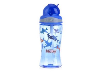 Nuby Hrnček netečúci so sklápacou slamkou 360 ml-modrá AGS_NV0414022B