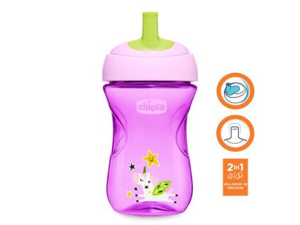Chicco Hrnček Chicco Pokročilý so slamkovým náustkom 266 ml, fialový 12m+ AGS_06941.100V