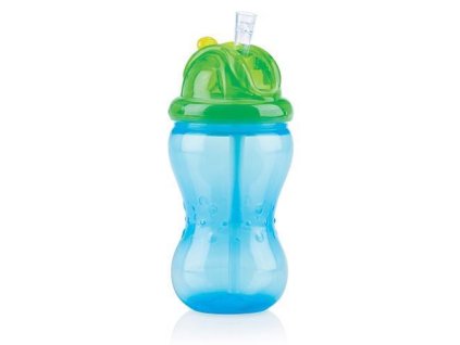 Nuby Hrnček netečúci s mäkkou sklápacou slamkou a regulovateľným prietokom 360ml, 12m+ modrý AGS_NV0404001b