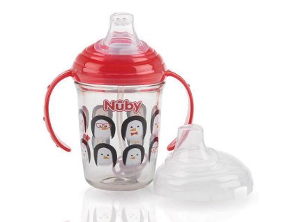 Nuby Hrnček Tritan netečúci so slamkou a s uškami 240 ml,6m+ červený AGS_NV0414016r