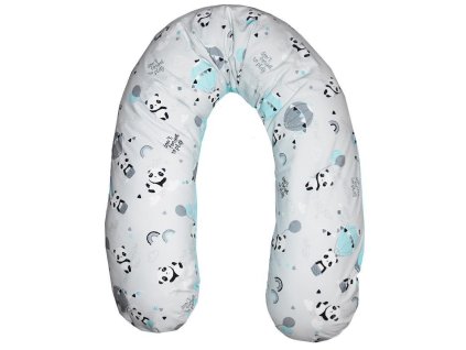 Eko Vankúš na dojčenie VELVET Panda Turquoise 180cm AGS_PO-27-PANDA-TURQUOISE