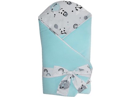Eko Zavinovačka bavlnená VELVET Panda Turquoise 75x75cm AGS_RO-27-PANDA-TURQUOISE