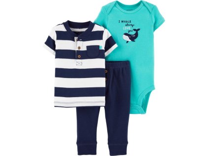 CARTERS Set 3-dielny body, tričko kr.rukáv, nohavice Whale chlapec LBB 6m