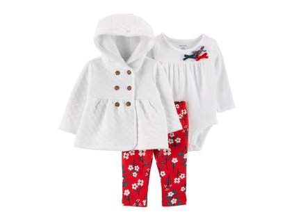 CARTERS Set 3-dielny body dl. rukáv, mikina, nohavice dlhé Quilt dievča NB