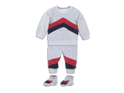 DIRKJE Set 2-dielny + topánočky D-BRAVE ENJOY 62 Grey melee+red+navy