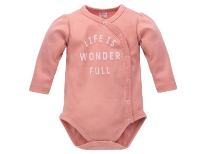PINOKIO PINOKIO Body na zapínanie dlhý rukáv Spring Light veľ. 56 ružové